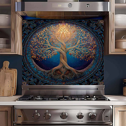 Celestial Tree of Life Kitchen Backsplash - Tempered Glass Backsplash