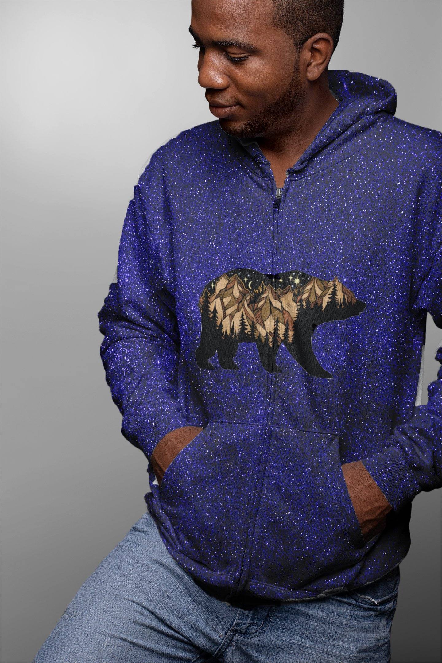 SIERRA BEAR GALAXY PREMIUM ZIP UP HOODIE