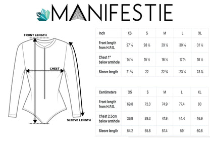 Spellbound Long Sleeve Swimsuit | One Piece Bodysuit | Front Zipper
