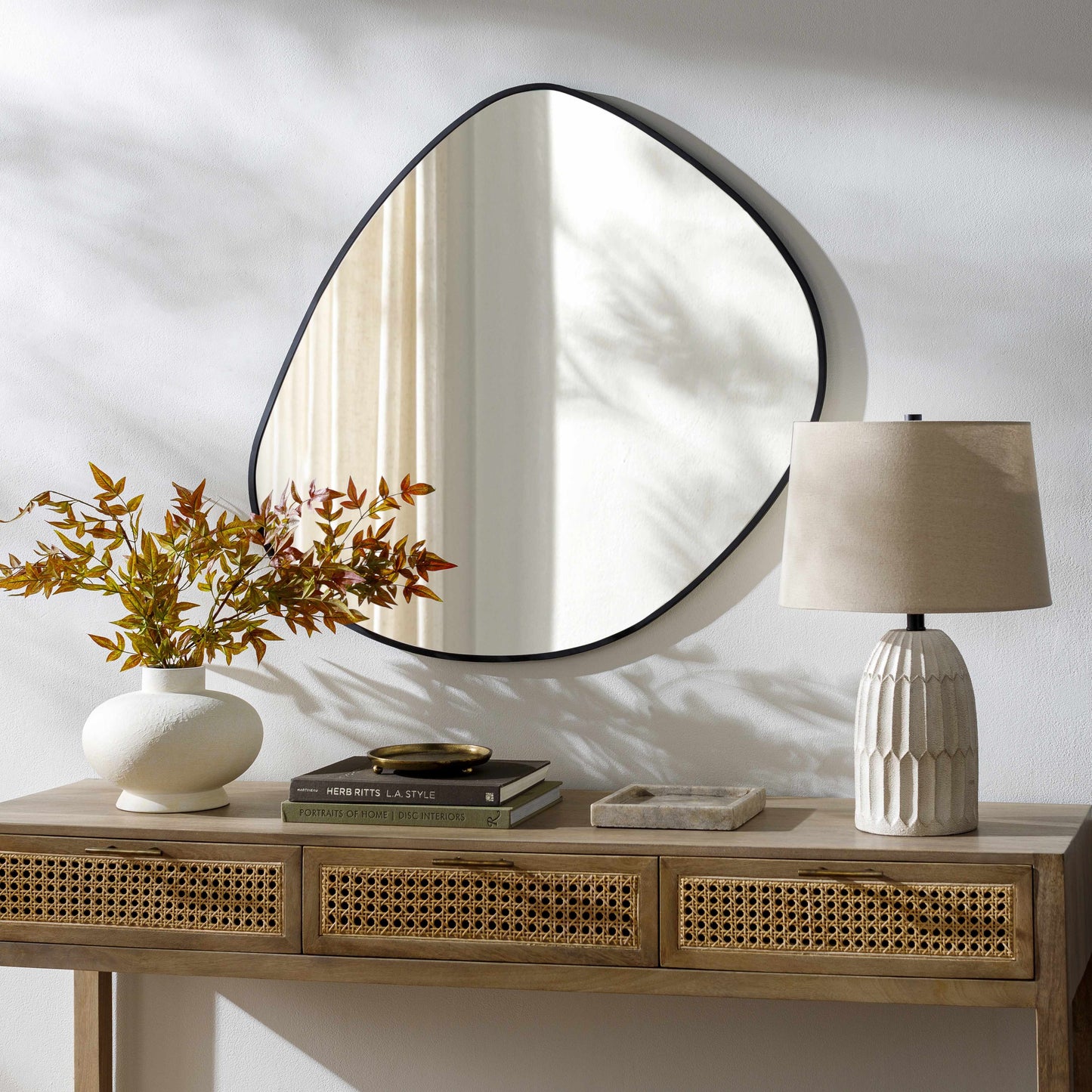 Lochovice Black Distressed Wood Mirror