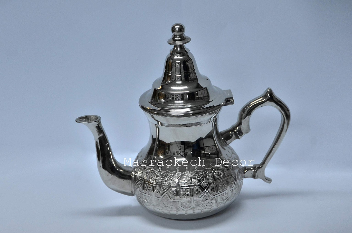 Moroccan 4 Cups Tea Pot Handmade Serving Small Brass Silver Plated Teapot Hand Carved In Fes Morocco