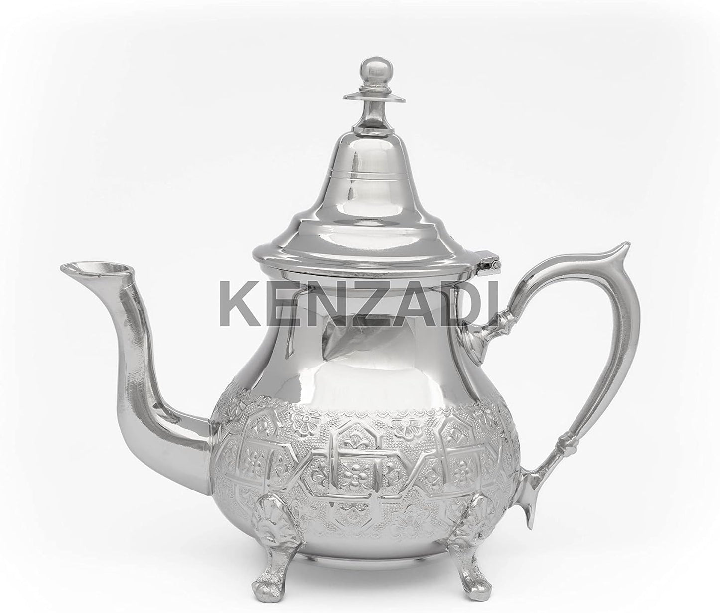 Moroccan 8 Cups Tea Pot Handmade Serving Medium Brass Silver Platted Teapot Hand Carved In Fes Morocco