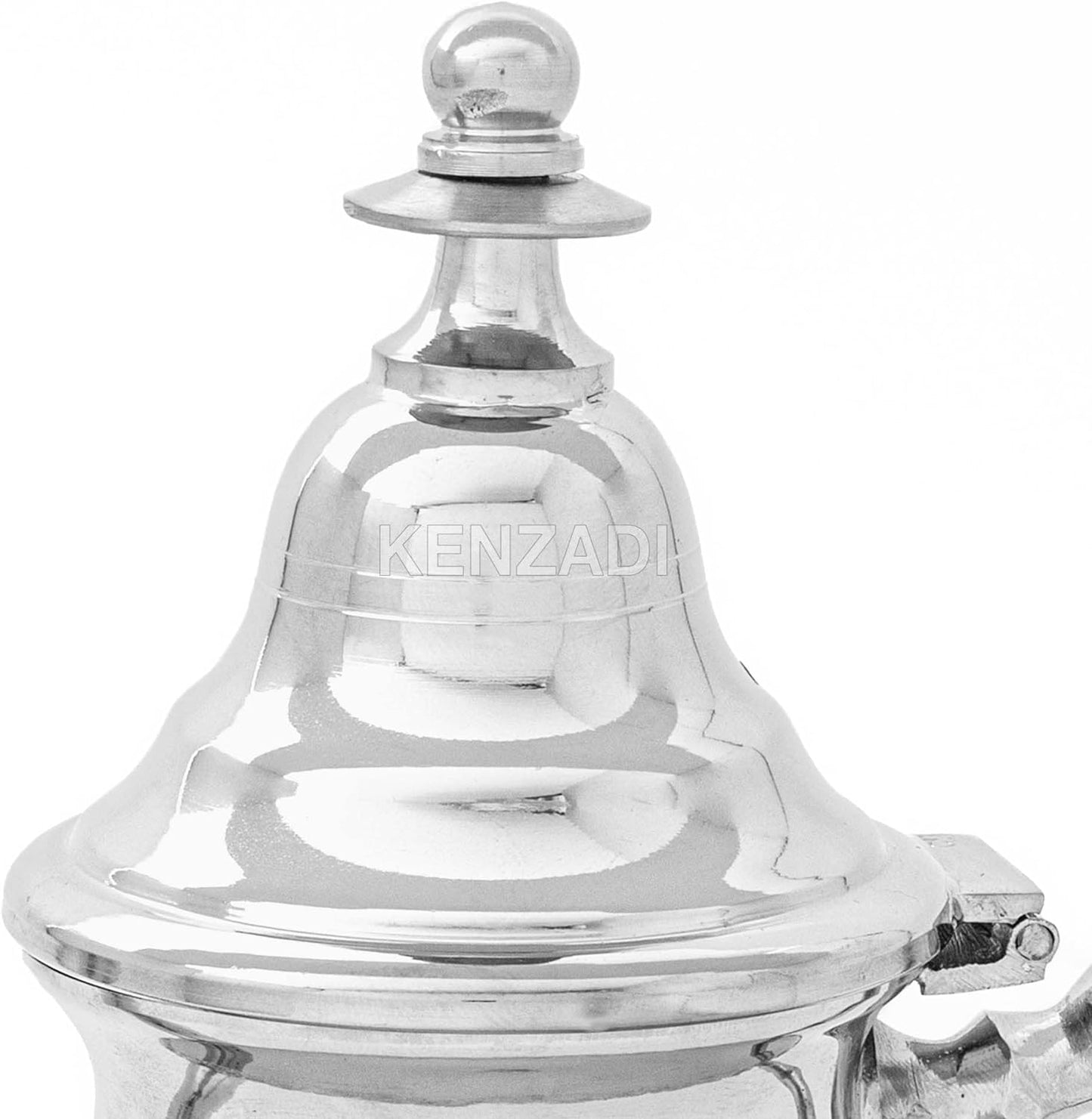 Moroccan 8Cups 20oz Teapot Handmade Brass Silver Plated Hand Carved In Fes Morocco