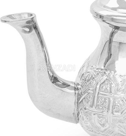 Moroccan 8Cups 20oz Teapot Handmade Brass Silver Plated Hand Carved In Fes Morocco
