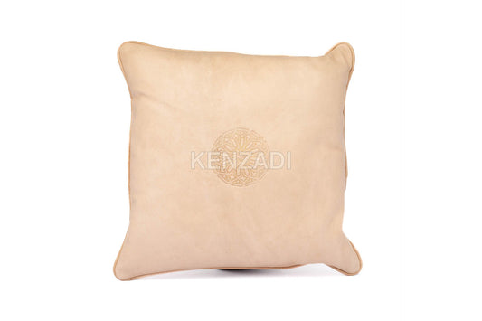 Moroccan Leather Pillow, Beige traditional Throw Pillow Case by MyPoufs.com