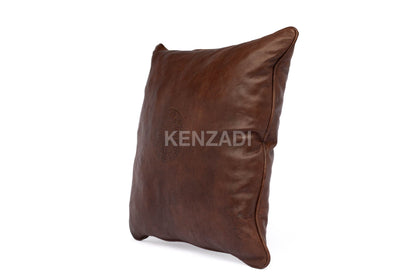 Moroccan Leather Pillow, Brown traditional Throw Pillow Case by MyPoufs.com