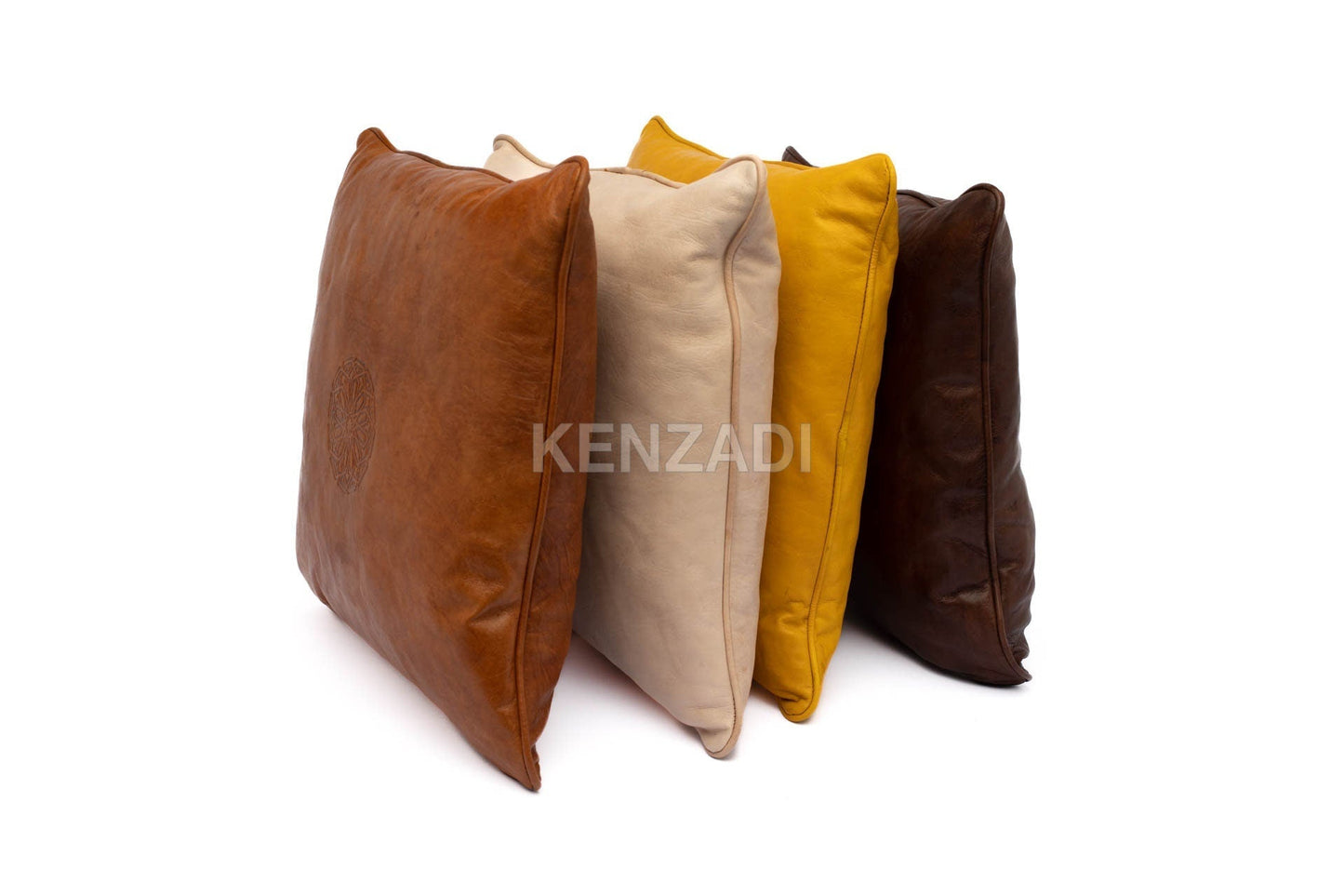 Moroccan Leather Pillow, Brown traditional Throw Pillow Case by MyPoufs.com
