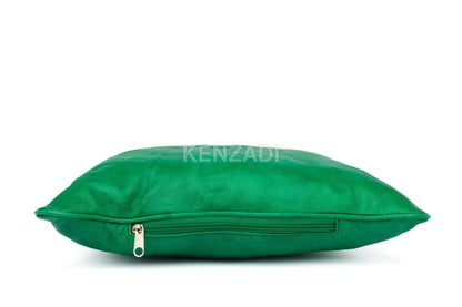 Moroccan Leather Pillow, Green traditional Throw Pillow Case by MyPoufs.com