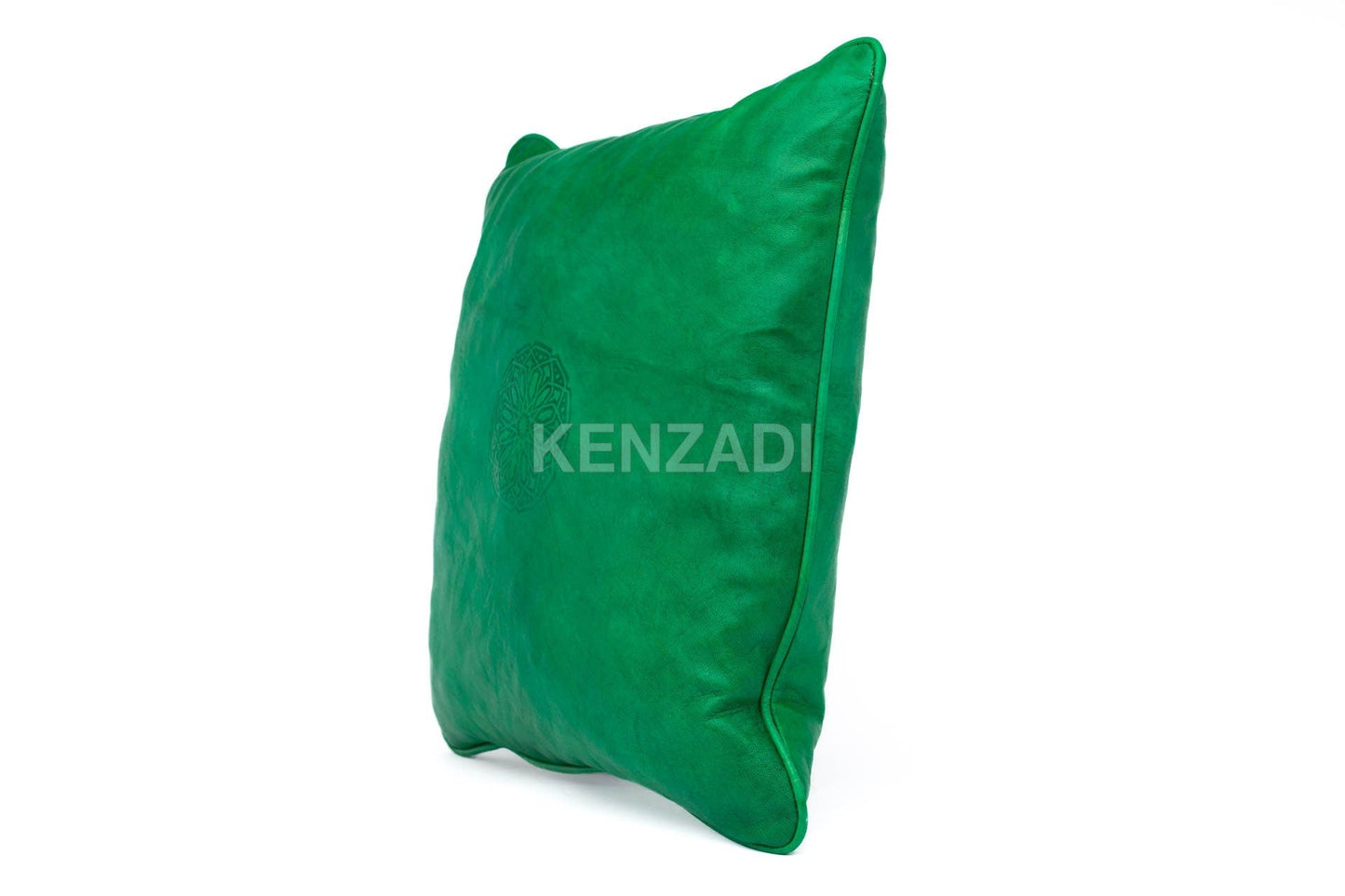 Moroccan Leather Pillow, Green traditional Throw Pillow Case by MyPoufs.com
