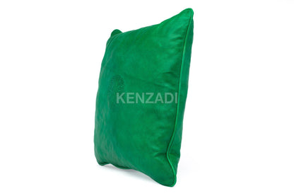 Moroccan Leather Pillow, Green traditional Throw Pillow Case by MyPoufs.com