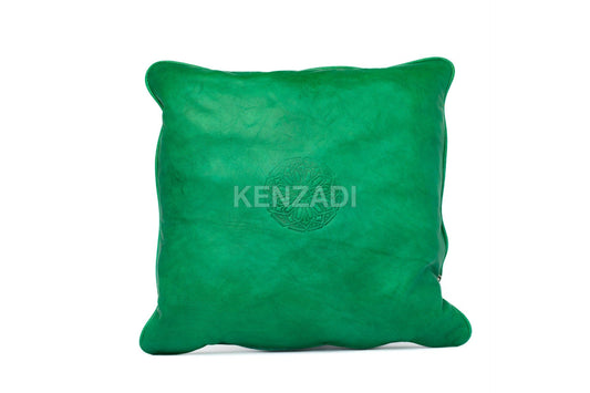 Moroccan Leather Pillow, Green traditional Throw Pillow Case by MyPoufs.com
