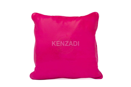 Moroccan Leather Pillow, Pink traditional Throw Pillow Case by MyPoufs.com