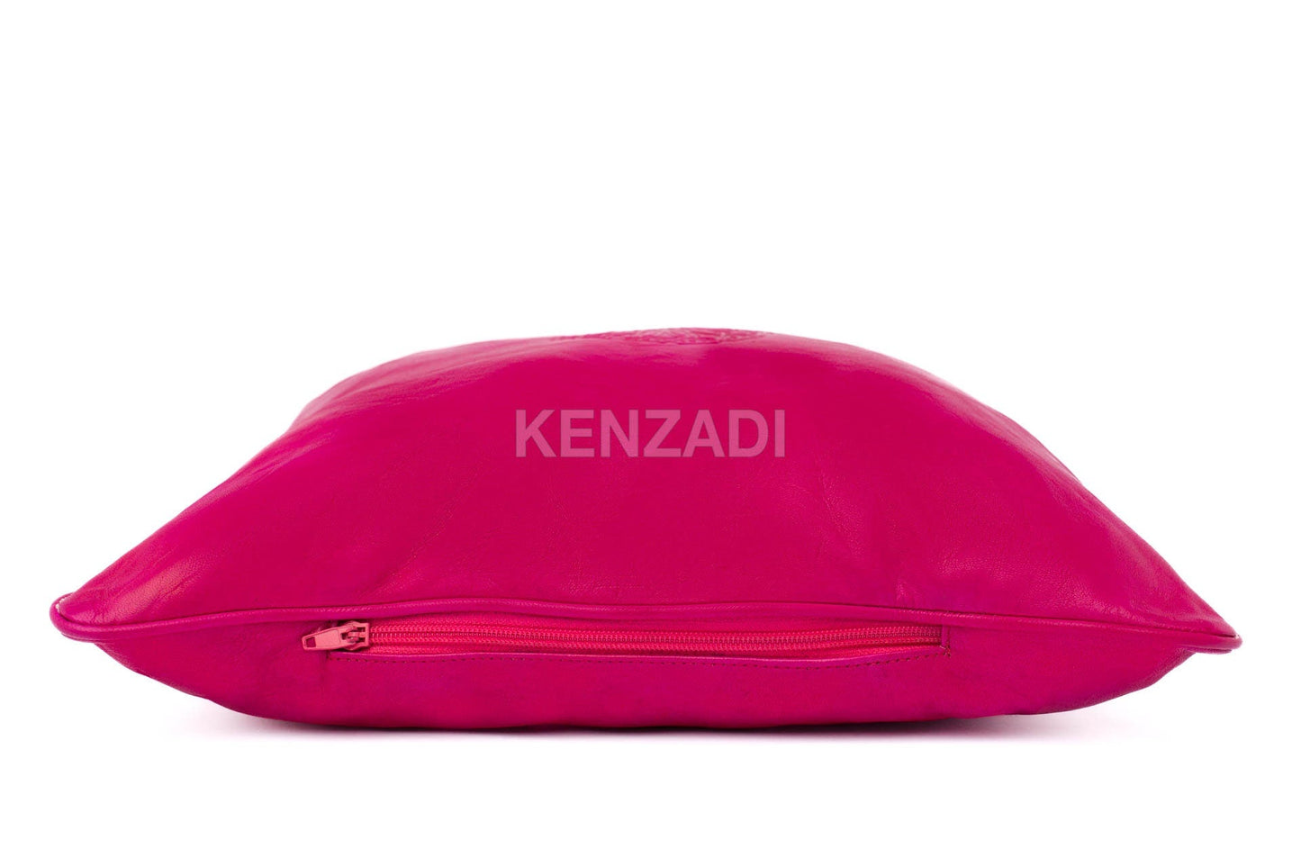 Moroccan Leather Pillow, Pink traditional Throw Pillow Case by MyPoufs.com