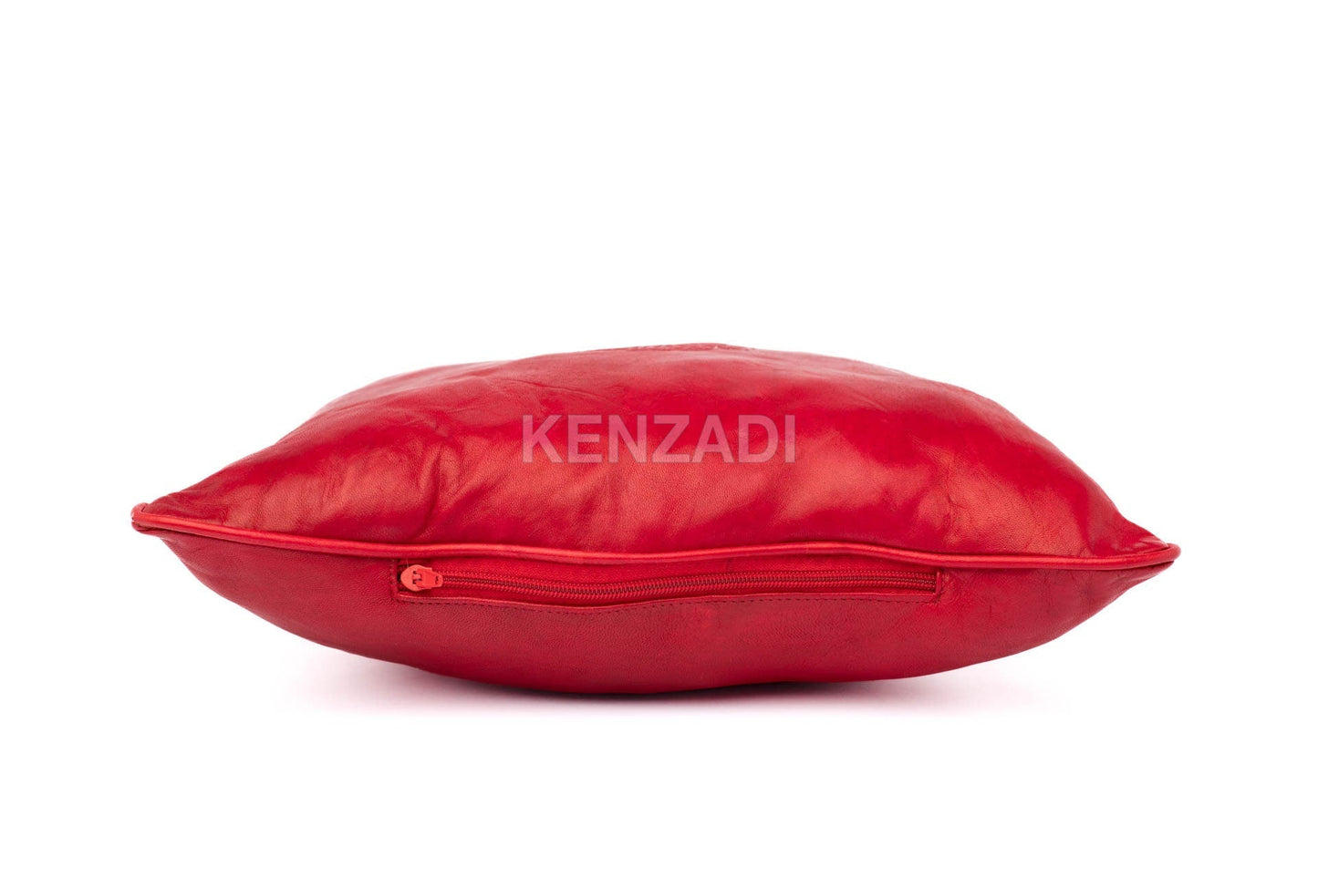 Moroccan Leather Pillow, Red traditional Throw Pillow Case by MyPoufs.com
