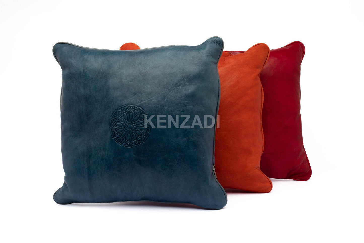 Moroccan Leather Pillow, Red traditional Throw Pillow Case by MyPoufs.com
