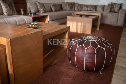 Moroccan Leather Stuffed Poufs