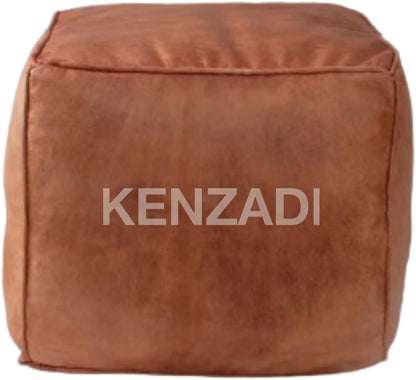 Moroccan Leather Stuffed Poufs