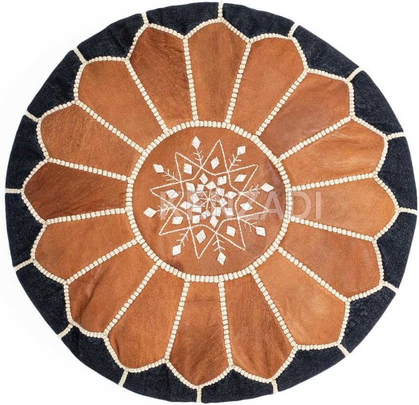 Moroccan Leather Stuffed Poufs