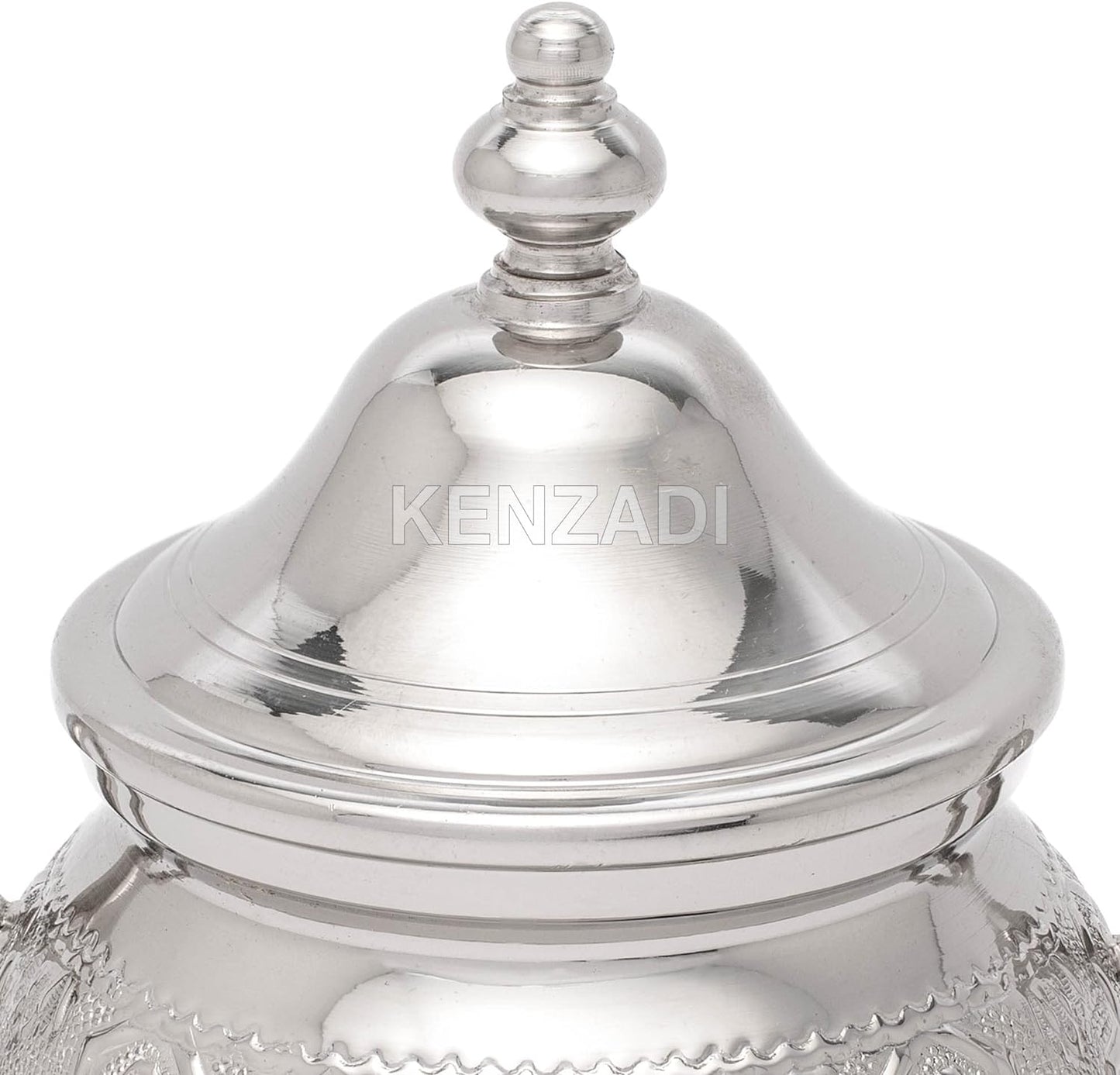 Moroccan Medium Sugar Bowl Container for Tea Pot Set Handmade Brass Silver Plated Teapot Hand Carved In Fes Morocco