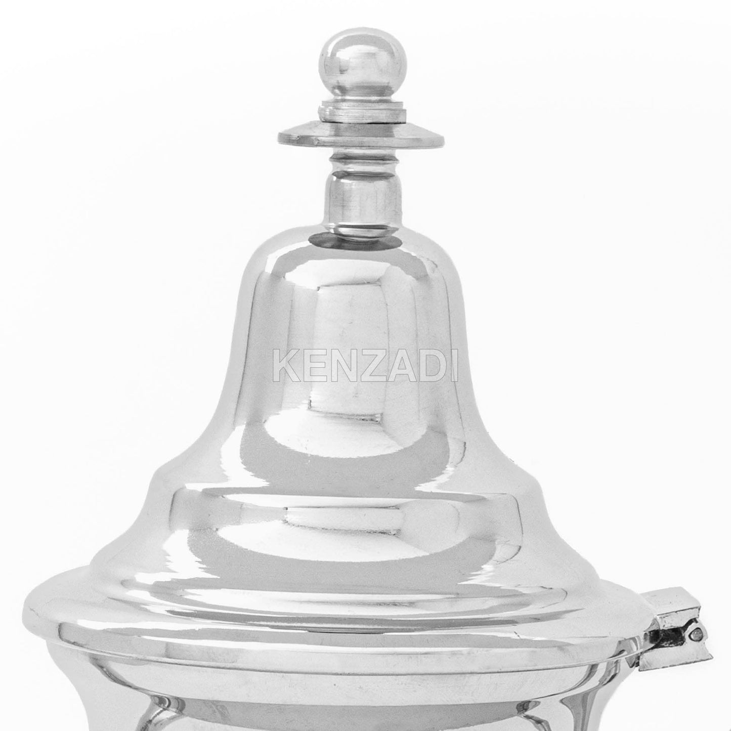 Moroccan Serving TeaPot Handmade Of Brass Silver Plated Hand Carved In Fes Morocco
