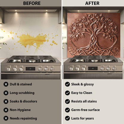 Copper Knot Tree Tempered Glass Backsplash – Kitchen Backsplash Behind Stove