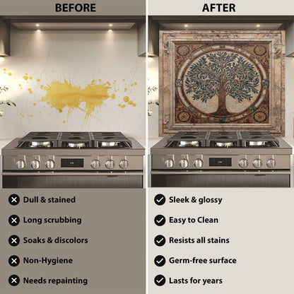 Sacred Mosaic Tempered Glass Backsplash – Tree of Life Kitchen Backsplash