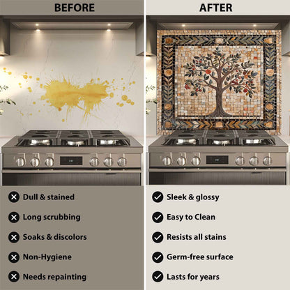 Fruit Mosaic Tempered Glass Backsplash –  Tree of Life Kitchen Backsplash
