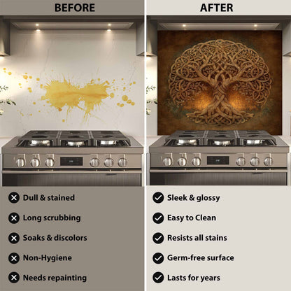 Celtic Harmony Tempered Glass Backsplash – Tree of Life Kitchen Backsplash