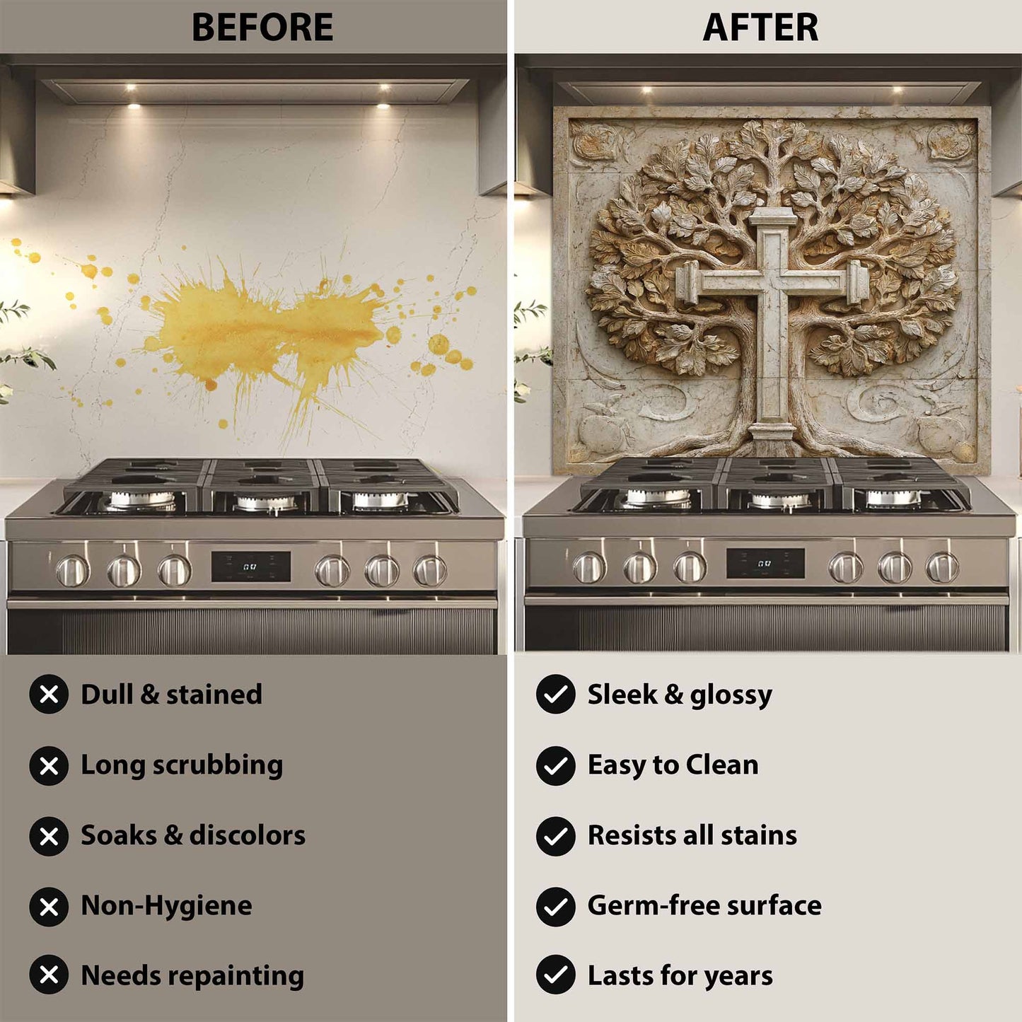Faith Root Tempered Glass Backsplash – Tree of Life Kitchen Backsplash