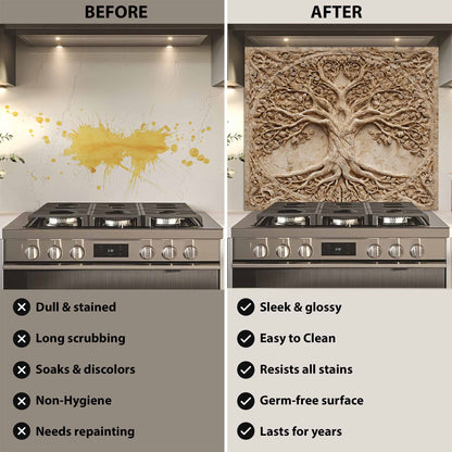 Root Harmony Tempered Glass Backsplash – Tree of Life Kitchen Backsplash