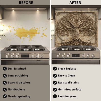 Winged Tree Tempered Glass Backsplash – Tree of Life Kitchen Backsplash