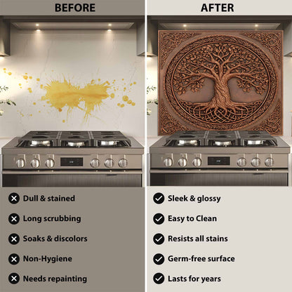 Celtic Bronze Tree Glass Backsplash – Kitchen Backsplash Behind Stove