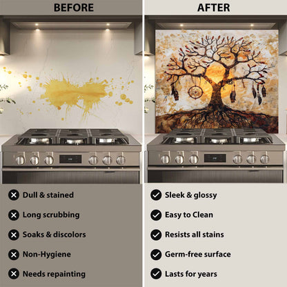 Soulcatcher Tempered Glass Backsplash – Tree of Life Kitchen Backsplash