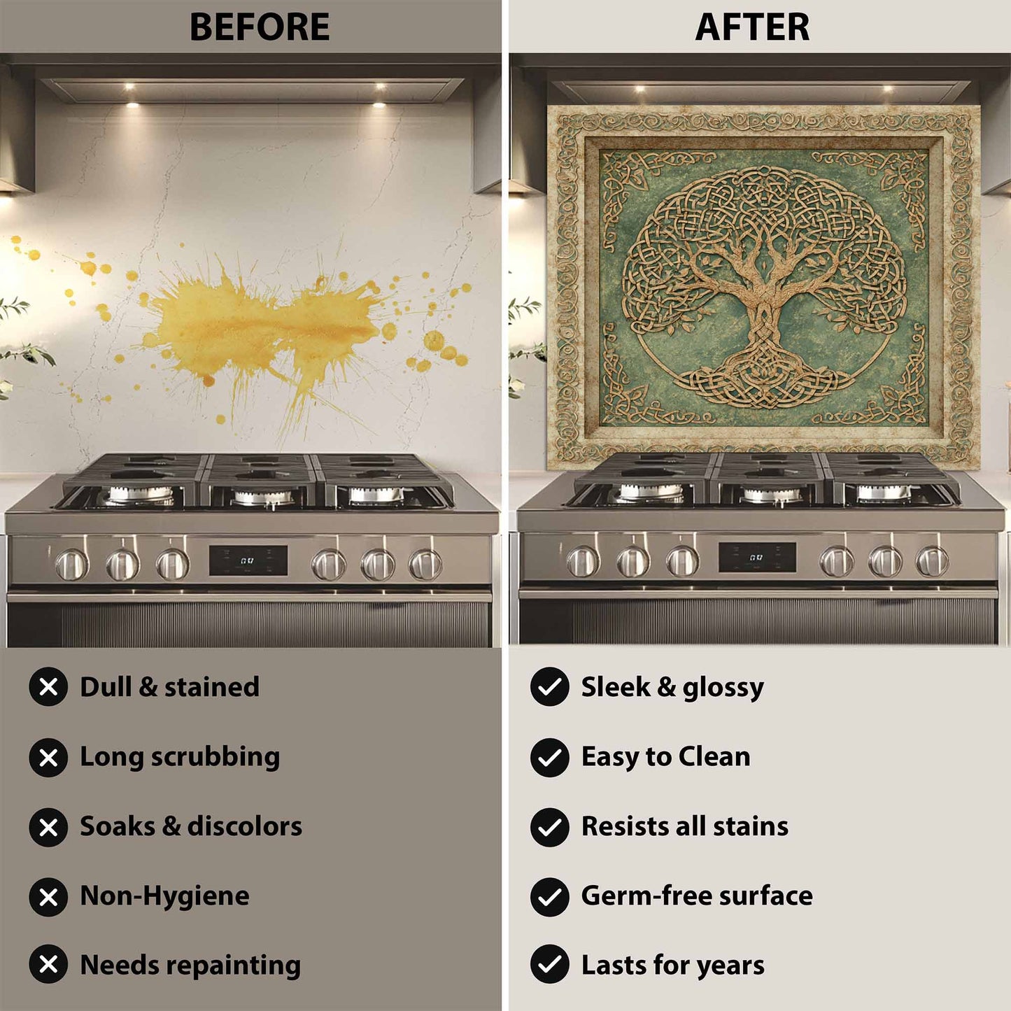 Knotwood Tree Tempered Glass Backsplash – Tree of Life Kitchen Backsplash