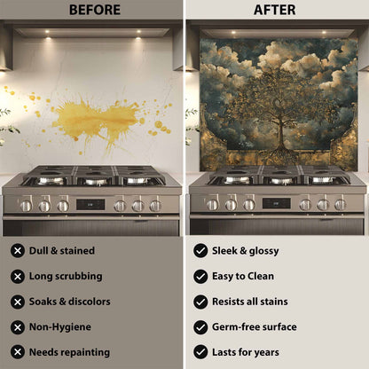 Tempered Glass Backsplash – Dramatic Tree of Life Kitchen Backsplash