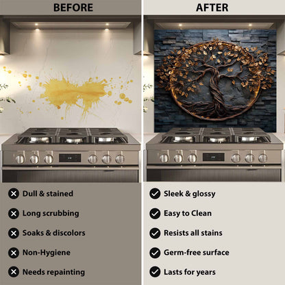 Luminous Ring Tree Glass Backsplash – Tempered Glass Backsplash for Stove