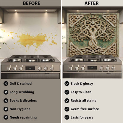 Stoneleaf Knot Tempered Glass Backsplash – Tree of Life Kitchen Backsplash