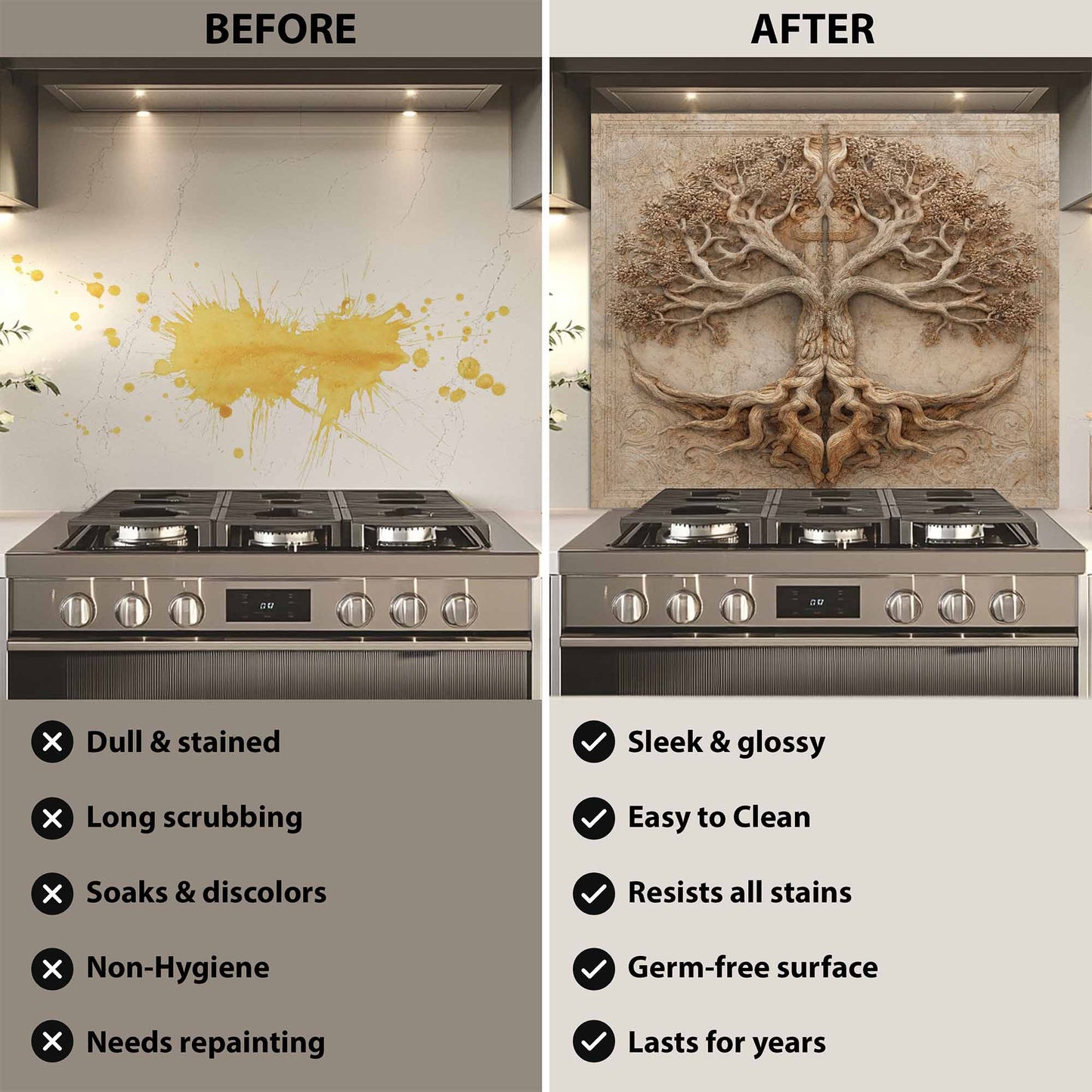 Stone Root Tempered Glass Backsplash – Tree of Life Kitchen Backsplash