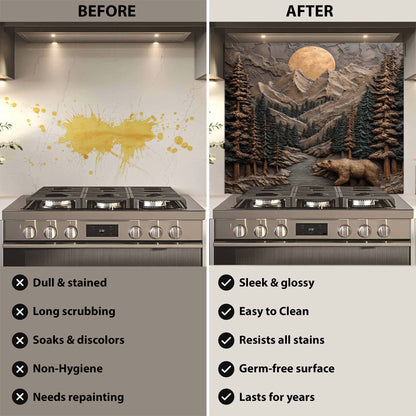 Custom Kitchen Backsplash – Mountain Spirit Tempered Glass Backsplash