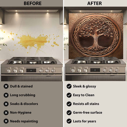 Celtic Bronze Tree Tempered Glass Backsplash – Kitchen Backsplash Behind Stove