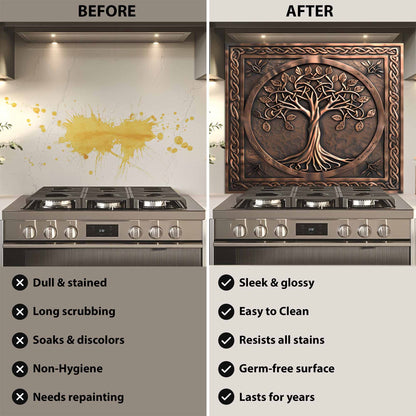 Celtic Bronze Tree Glass Backsplash – Tempered Glass Backsplash for Kitchen