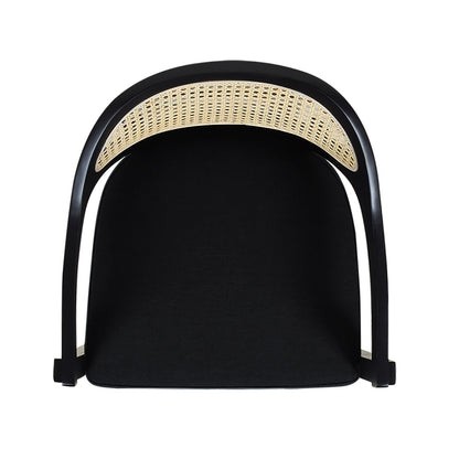 Pyrla 26" Upholstered Counter Stool with Curved Cane Back and Wood Legs