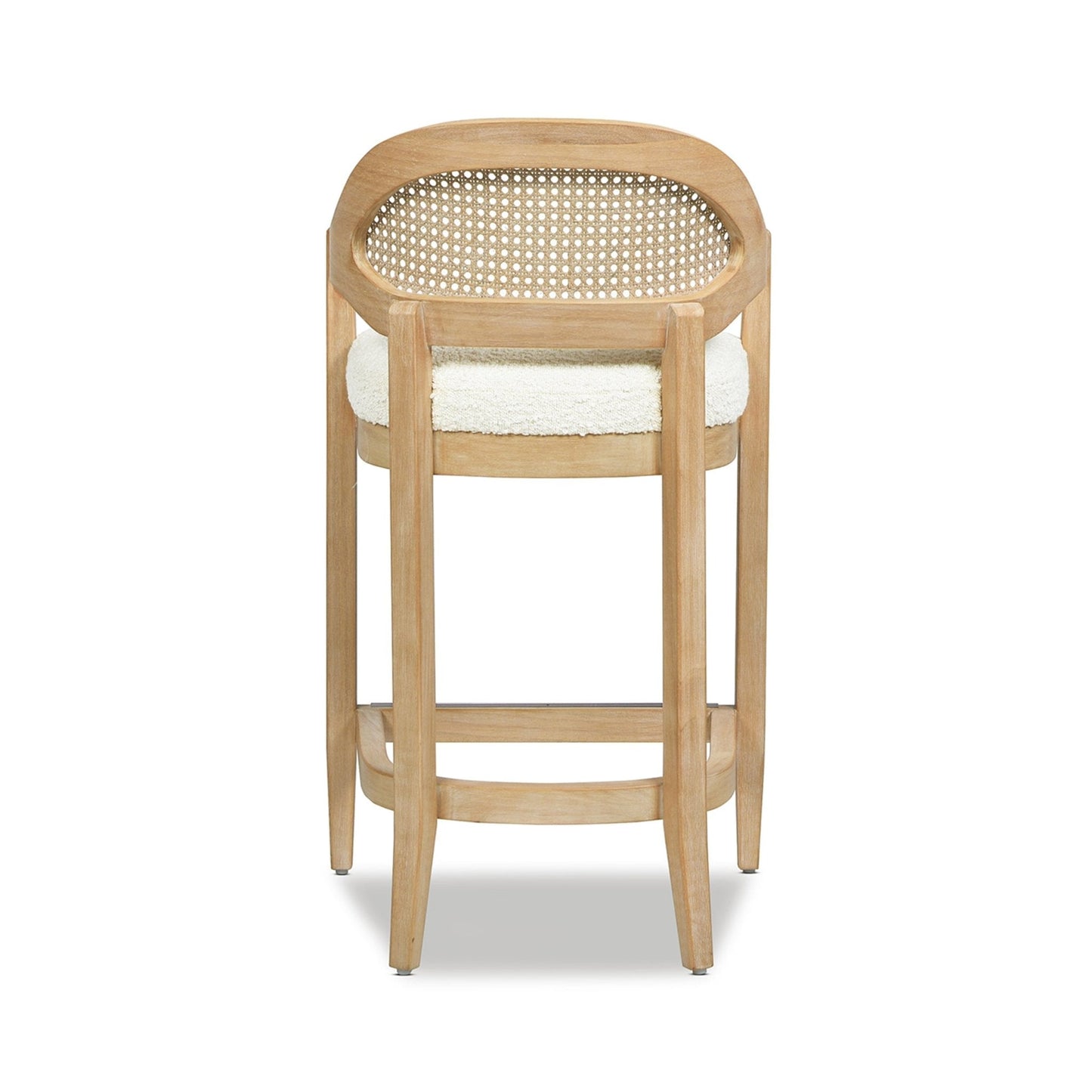 Pyrla 26" Upholstered Counter Stool with Curved Cane Back and Wood Legs