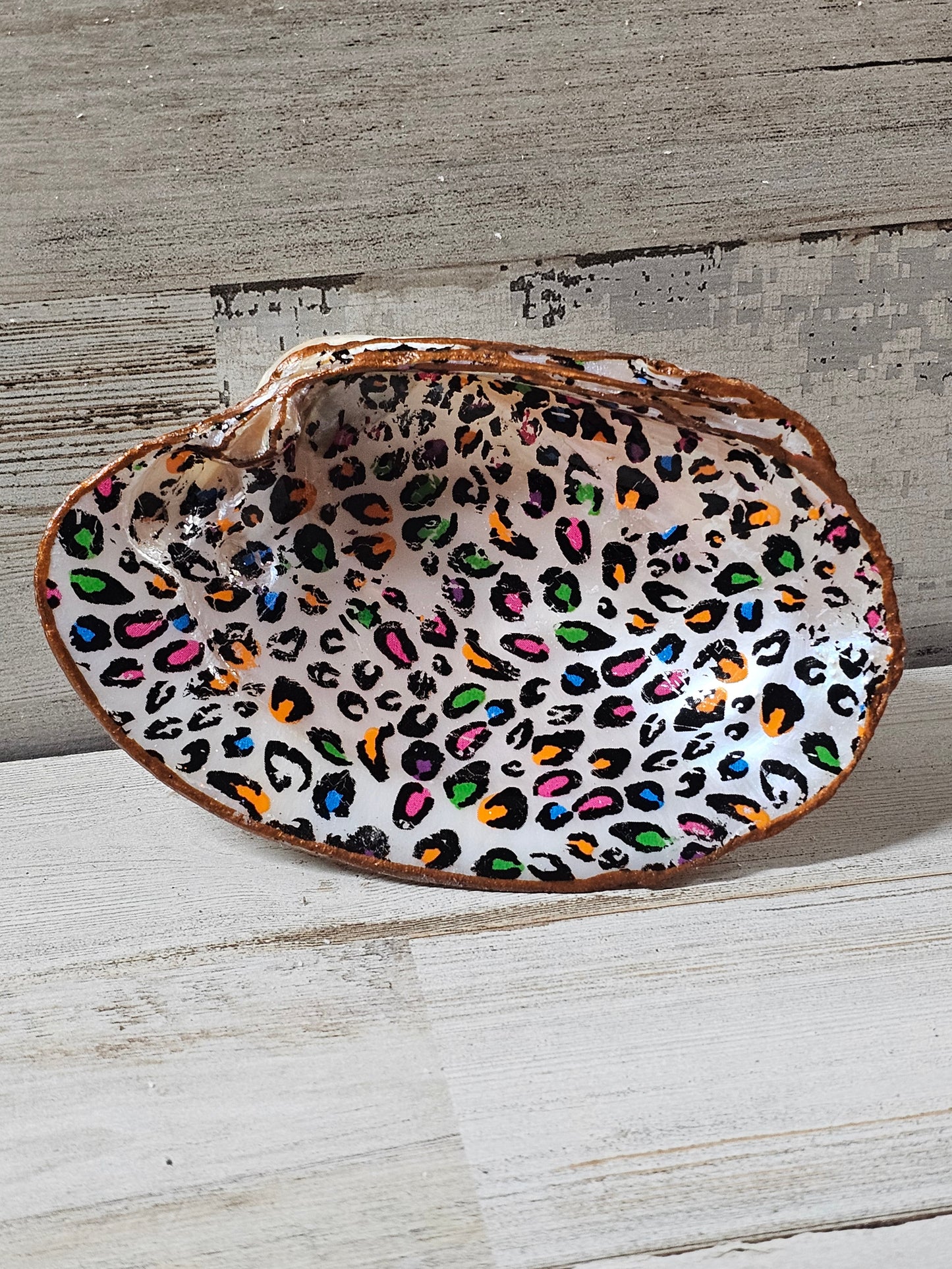 Neon leopard trinket shell