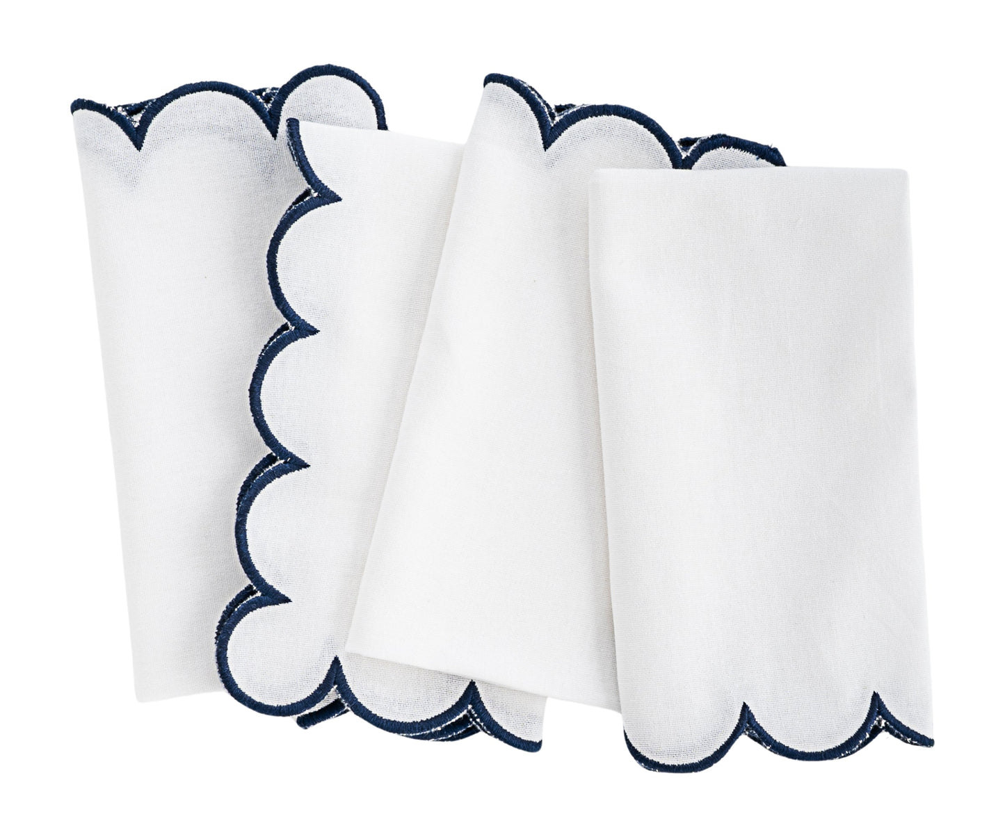 Navy Scalloped Edge Napkins - LongWave