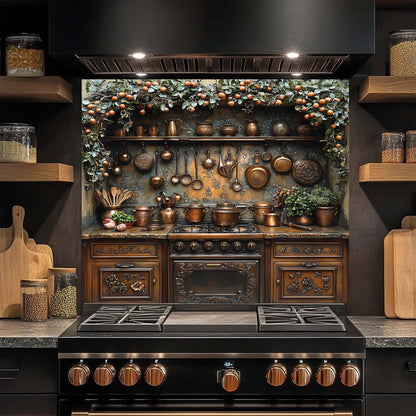 Orchard Hearth – Tempered Glass Backsplash for Kitchen Stove | Copper Look Splashback