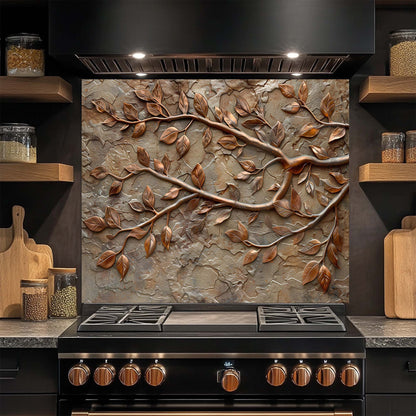 Copper Vine – Tempered Glass Backsplash for Kitchen – Copper Look Glass Backsplash