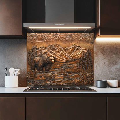 River Watch Tempered Glass Backsplash – Bear and Mountain Kitchen Splashback