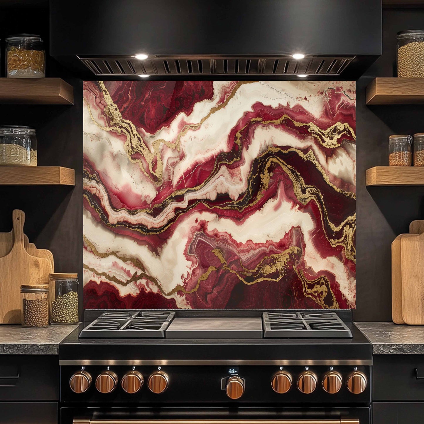 Tempered Glass Backsplash – Crimson Dune