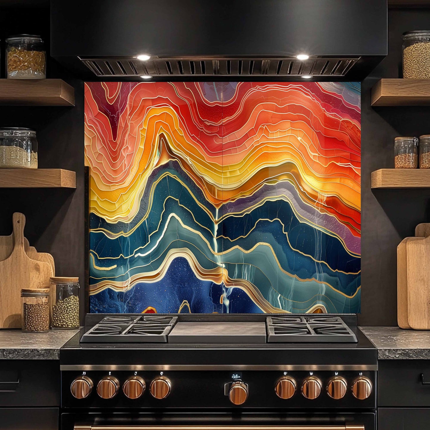 Tempered Glass Backsplash for Kitchen – Lava Horizon